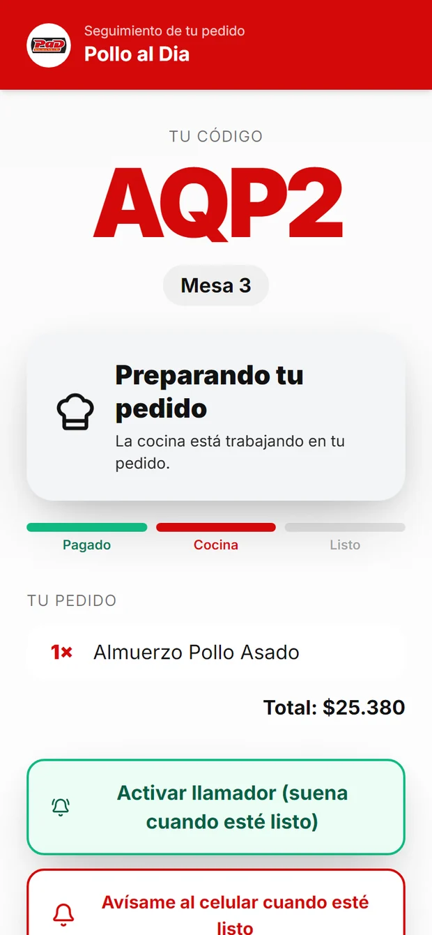 Seguimiento de domicilio en el celular del cliente mostrando el estado "en preparación"